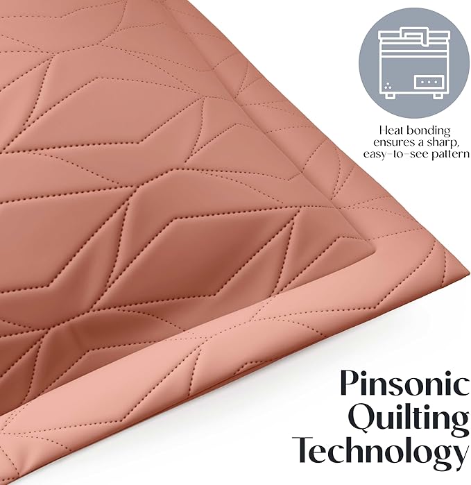 Hearth & Harbor Queen Quilt Set – All-Season Lightweight Bedspread & Coverlet with Pinsonic Weave - 7 Piece Queen Quilt Set with Pillow Shams, Bali Blush - Queen Ellipse