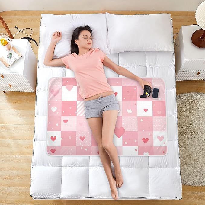 Waterproof Bed Pad Reusable Changing Pad Toddler Mattress Protector Large Pee Pad Baby Diaper Pad Soft Washable Liner Pink White Checkered Plaid Hearts Stripes