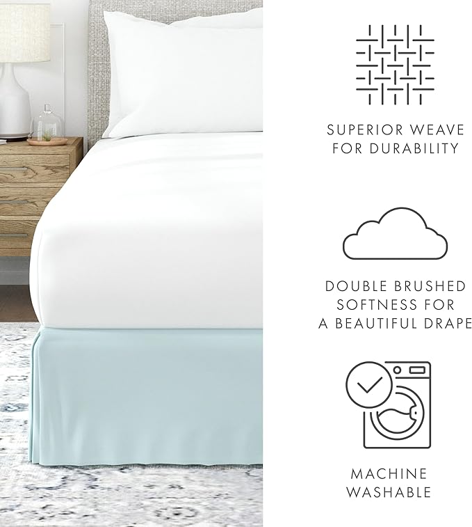 Linen Market Bed Skirt - Ultra Soft Microfiber - Easy Fit with 14 Inch Tailored Drop - Hotel Quality, Shrinkage & Fade Resistant - Bed Cover - Cal King Bed Skirt - Bedroom Décor - (Cal King, Aqua)