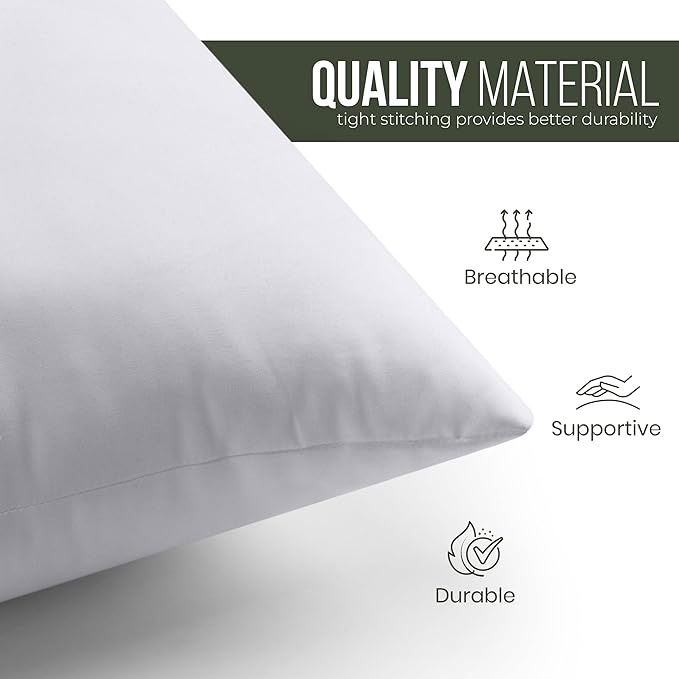 Utopia Bedding Throw Pillows (Set of 1, White) – 20 x 20 Inches Down Alternative Pillows for Bed, Sofa, and Couch - Fluffy Decorative Stuffer Pillow for Indoors & Outdoors (Pack of 2)