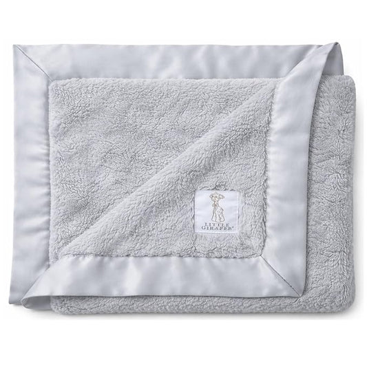 Little Giraffe Baby Blanket - Luxe Soft Blanket with Satin Trim - Baby Stroller Blanket - Newborn Baby Essentials & Baby Gifts - 29x35" - Silver