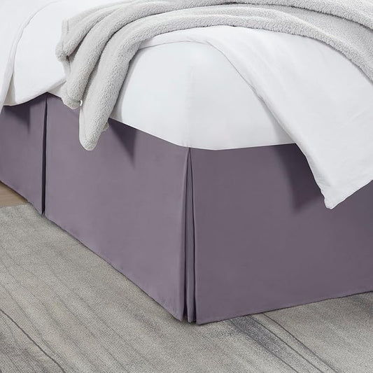 Nestl Grayish Purple Twin XL Bed Skirt - Twin XL Size Bed Skirt 14 Inch Drop - Brushed Microfiber Bed Skirts - Hotel Quality Pleated Bed Skirt - Shrinkage & Fade Resistant