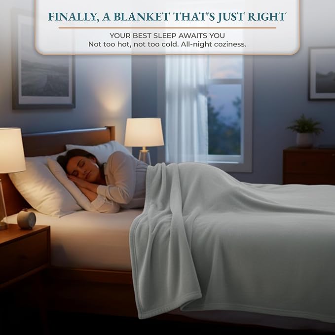 Casa Platino Fleece Blanket Queen Size – 300 GSM Fleece Throw for Bed or Couch – Soft Cozy Warm Holiday Winter Blanket for Bed, Fuzzy Plush Elegant Gifts for Men & Women - 90x90 Inch - Mineral