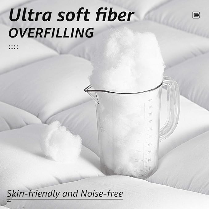 HYLEORY All Season Full Size Bed Comforter - Cooling Goose Down Alternative Quilted Duvet Insert with Corner Tabs - Winter Warm - Machine Washable - White
