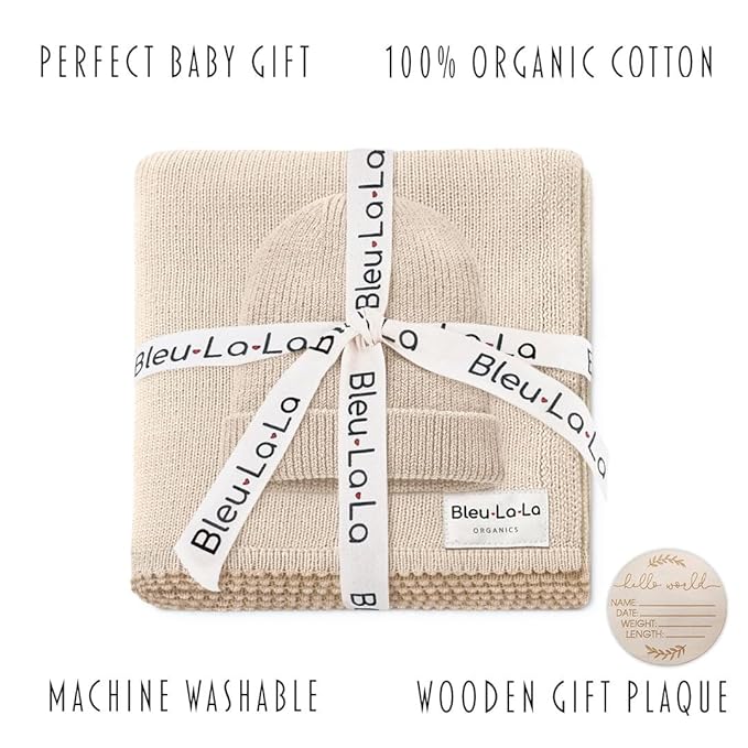 Baby Gift Set - Organic Cotton Newborn Blanket Essentials, Thoughtful Baby Shower & New Baby Gift for Boys & Girls (Luxe - Oatmeal)