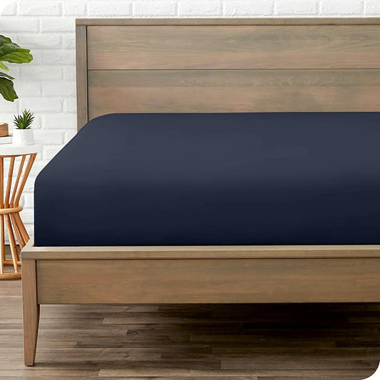 Bare Home Fitted Bottom Sheet Twin XL Size - Premium 1800 Microfiber - Ultra-Soft Hotel Luxury - Deep Pocket - Durable and Long Lasting - Fitted Sheet (Twin XL, Midnight Blue)