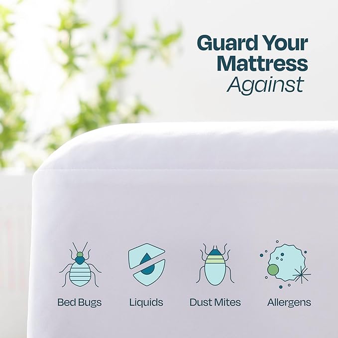 Linenspa Zippered Mattress Encasement – Twin XL Size Waterproof Mattress Protector – Quiet Cover & Complete protection – Dorm Room Essentials, White