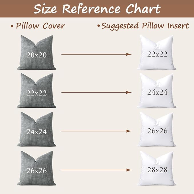 Artscope Synthetic Down Pillow Insert,26x26 Down Alternative Throw Pillow Insert. Ultra Soft Fluffy Sleeping Pillow with 100% Cotton Cover, Decorative Pillows Set of 2-White.