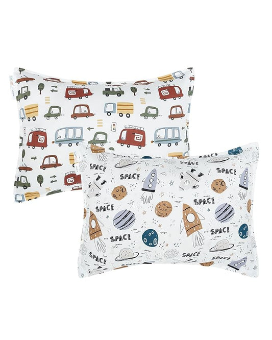 ALVABABY Toddler Pillowcases 2 Pack Organic Cotton Kids Pillow Cover Fit 13"x 18" or 12"x28" Envelope for Girl Boy Sleepy Travel 2TPW31A