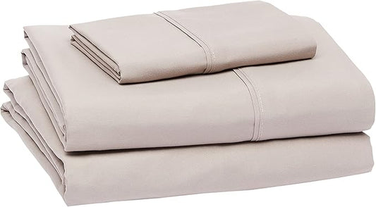 Amazon Basics Lightweight Super Soft Easy Care Microfiber 3-Piece Twin XL Sheet Set with 14-Inch Deep Pockets, Taupe, Solid