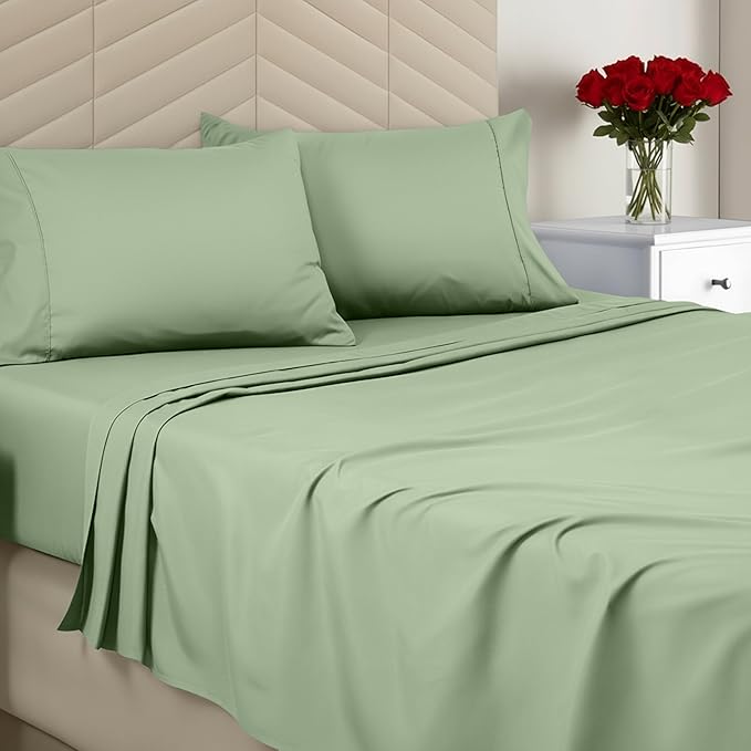 Utopia Bedding Queen Size 4 Piece Sheet Set - Brushed Microfiber - Soft Bed Sheets for Queen Size Bed Set - Includes 1 Fitted, 1 Flat, & 2 Pillow Cases - Deep Pocket (Sage)