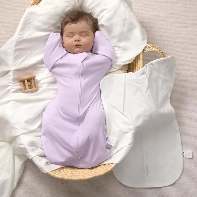 MEXXI Swaddle Baby Sleep Sack With Arms Up, 2 Pack Baby Transitional Swaddle with Double Zipper,0.5 TOG
