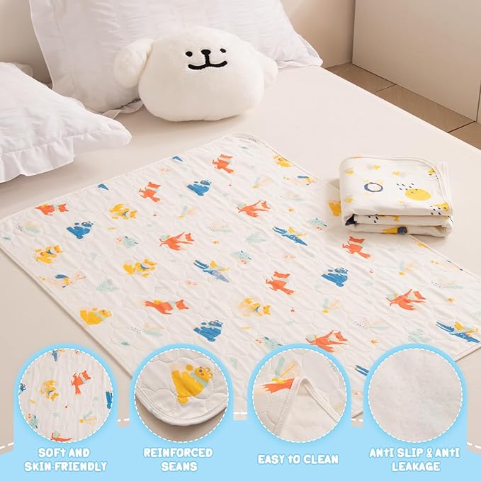 Baby Portable Diaper Changing Pad,Waterproof Changing Mat,Soft Comfortable,Foldable Travel Pad,Toddler Essentials Must Haves,Newborn Shower Gifts(2 Pcs-27"x35"-Astronaut & Fox Banana)