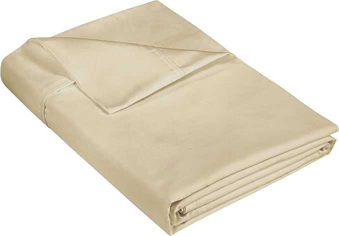 400 Thread Count 100% American Grown Cotton Flat Sheet - Cooling Sheets - Queen Sheets - Luxury Sateen Weave - Queen Flat Sheet Sold Separately - Sand Flat Sheet Only (Queen, Moroccan Sand)
