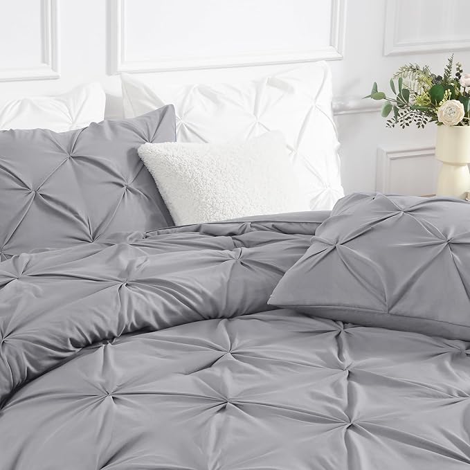 Andency Silver Gray Full Size Comforter Set (79x90Inch), 3 Pieces Western Modern Pinch Pleat Bedding Comforters & Sets, All Season Soft Lightweight Down Alternative Bed Set for Boys Kids Teens