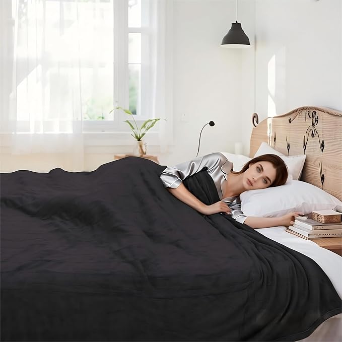 Electric Heated Blanket 72"x84" Full Size Flannel Heated Blanket, Cozy & Warm for All Night, 5 Heat Settings & 10 Hours Auto Off, Machine Washable, Black