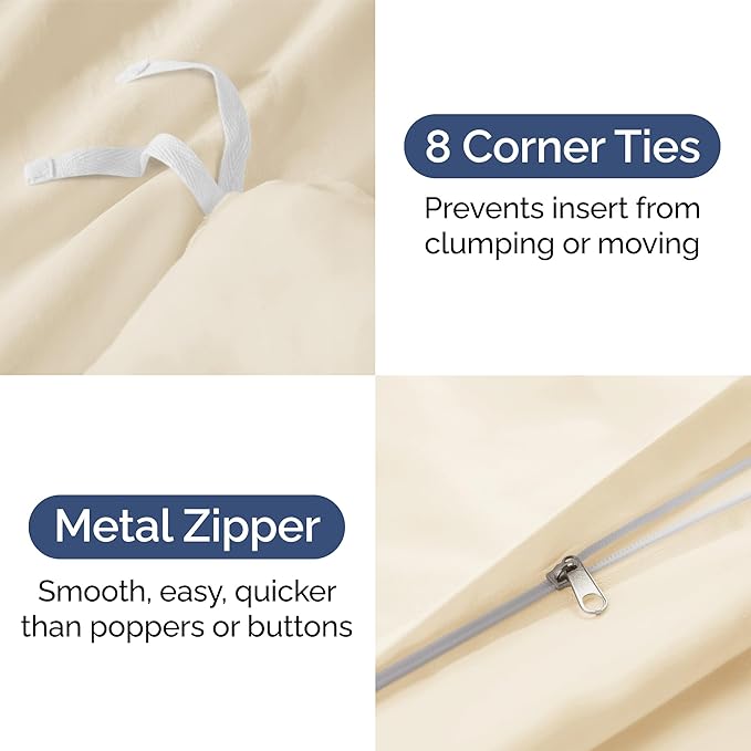 Duvet Cover Queen Size - Extra Soft Queen Size Duvet Cover - Lightweight & Breathable - Easy Care & Fade Free with Zipper Closures & Ties - 90" x 90" Inches - (Off White) Comforter Not Included