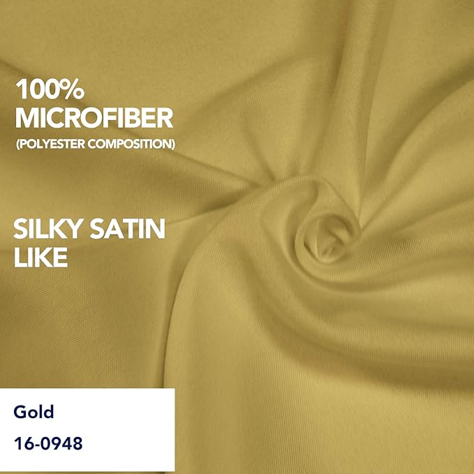 PureFit Wrap Around Ruffled Bed Skirt with Adjustable Elastic Belt - 14 Inch Drop Easy to Put On, Wrinkle Free Bedskirt Dust Ruffles, Bed Frame Cover for Twin,Twin XL and Full Size Beds, Gold