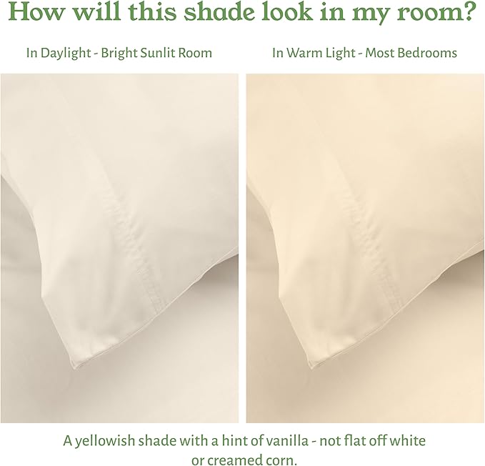 California Design Den Cal King Sheet Set - Soft 100% Organic Cotton Percale Sheets with Deep Pockets, Crisp, Breathable and Durable Bedding Set - Ivory (Cream Tone)