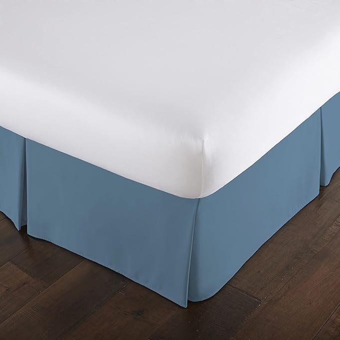 Southshore Fine Living, Inc. Queen Size Bed Skirt, 14-Inch Drop Pleated Bed Skirt for Queen Mattress, Dust Ruffle for Queen Size Bed, Coronet Blue