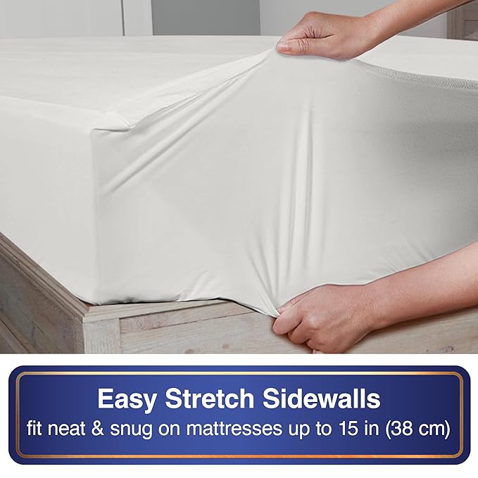 All-in-One Mattress Protector, Zippered Encasement, Water & Stain Resistant, Triple Seal Protection, California King, White