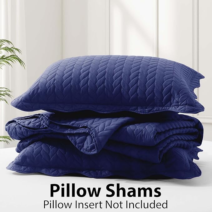 IR Imperial Rooms 8 Pack Quilt King Size Bedding (106" x 96") - Bulk Wholesale for Hotels, Guest Bedroom & Airbnbs - Lightweight Microfiber Reversible Embossed Quilts Bedspread (Navy)