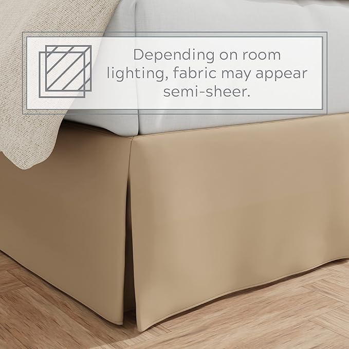 Bed Maker’s Never Lift Your Mattress Wrap Around Bed Skirt, Classic Style, Low Maintenance Wrinkle Resistant Fabric, Traditional 14 Inch Drop Length, Queen, Mocha