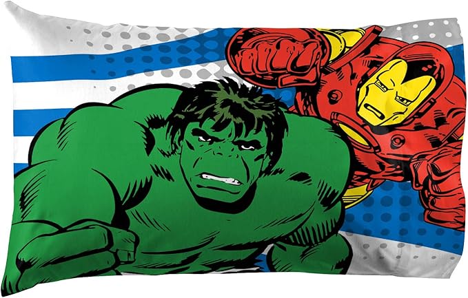 Jay Franco Kids Sheet Set with Fitted, Flat Sheets & Pillow Cover - Ultra-Soft Bedding with Pillowcase for Room Decor, White - Avengers, 3 Piece Twin