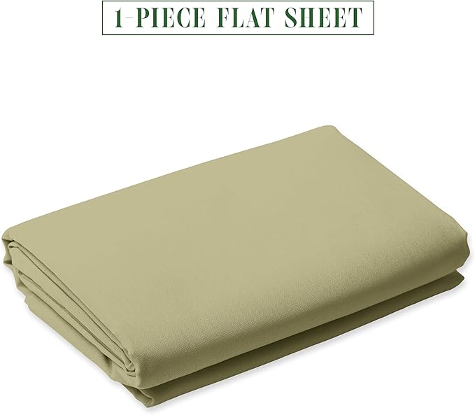 Luxury Flat Sheet on Amazon Elegant Comfort Wrinkle-Free 1500 Premier Hotel Quality 1-Piece Flat Sheet, Queen Size, Sage