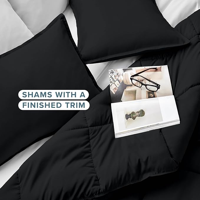 Bare Home Comforter Set - Twin/Twin Extra Long Size - Ultra-Soft - Goose Down Alternative - Premium 1800 Series - All Season Warmth (Twin/Twin XL, Black)
