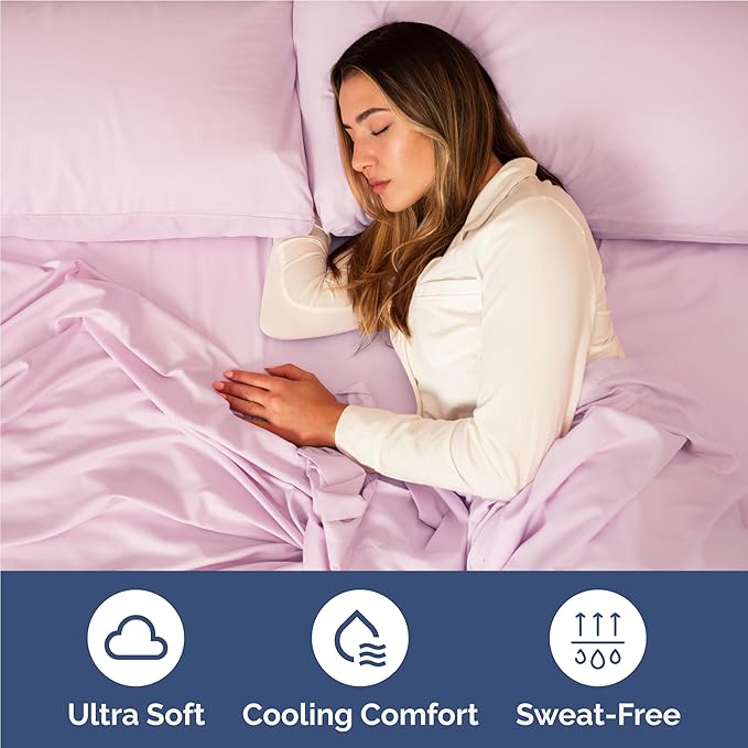 Twin XL 4 Piece Sheet Set - Comfy Breathable & Cooling - Ultra Soft Hotel Luxury Bedding Set w/ 8-16 Inch Deep Pockets - 1 Flat & 1 Fitted Sheet & 2 Pillowcases - Wrinkle Free & Easy Care - Light Pink