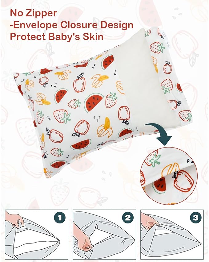 ALVABABY Toddler Pillowcases Stretchy Soft Kids Pillow Cover 2 Pack Fit 13"x 18" or 12"x16" Envelope for Girl Boy Sleepy Travel 2TPE29A