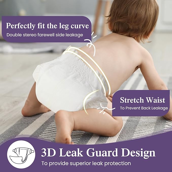 Baby Diapers, DRYPER Disposable Diaper Newborn Size 2 Diapers (9-18 lbs), 3D Leak Guards & Wetness Indicator, Ultra-Soft & Thin, Fast Water Absorption Nappies, 162 Count