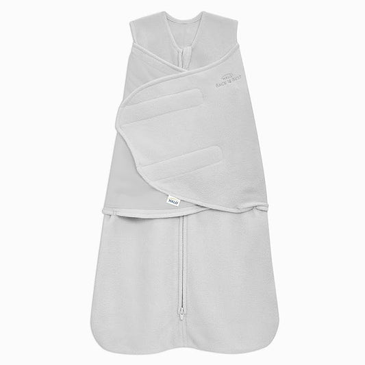HALO Micro-Fleece Sleepsack Swaddle, 3-Way Adjustable Swaddle Blanket for Newborn and Infants, TOG 3.0 for Cold Climates, Hip Healthy, Grey, Small, 3-6 Months