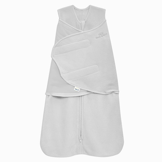 HALO Micro-Fleece Sleepsack Swaddle, 3-Way Adjustable Swaddle Blanket for Newborn and Infants, TOG 3.0 for Cold Climates, Hip Healthy, Grey, Newborn, 0-3 Months