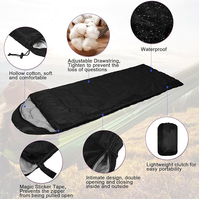 Tudomro 16 Pack Winter Camping Sleeping Bags Bulk for Homeless Adults Cold Weather Lightweight Waterproof Compact Backpacking Sleeping Bag Gifts for Travel Hiking Christmas