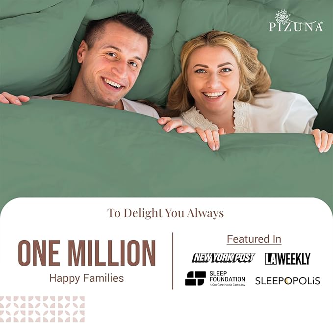 Pizuna Pure 100% Cotton Sheet Set Twin, Luxurious 400 Thread Count Long Staple Cotton Sateen Sheets Twin with 15" Deep Pocket (Hedge Green)