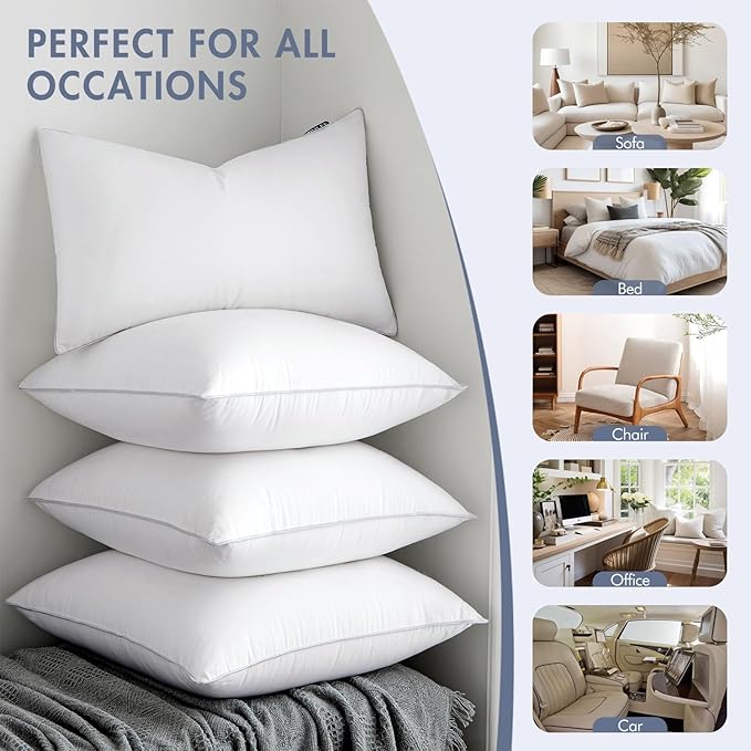 MIULEE Queen Bed Pillows 20 x 30 Pillow Inserts (Set of 2) -Decorative Throw Pillow Inserts with 100% Cotton Covers Rectangle Queen Size for Bed Couch