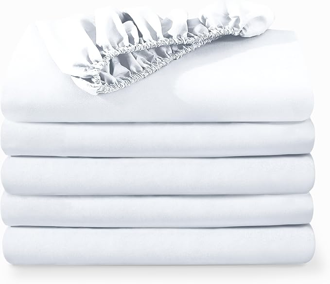 Bare Home 5-Pack Fitted Bottom Ultra-Soft Sheets California King - Premium 1800 Ultra-Soft Wrinkle Resistant Microfiber - Deep Pocket (Cal King, White)