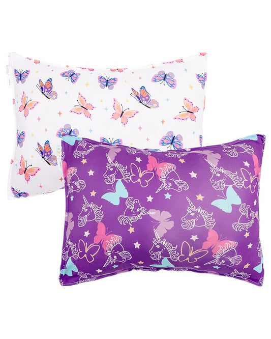 ALVABABY Toddler Pillowcase Stretchy Soft Kids Pillow Cover Fit 13"x 18" or 12"x16" Envelope for Girl Boy Sleepy Travel 2 Pack 2TPE44A