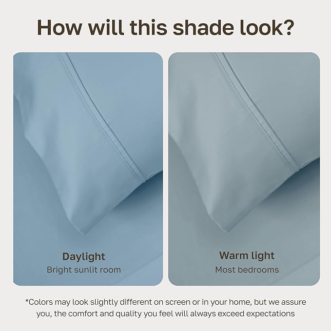 California Design Den Split King Sheets Sets for Adjustable Bed - Soft 400 Thread Count Sateen, Natural 100% Cotton Sheets with Deep Pockets, Breathable, and Durable Bedding Set - Sky Blue