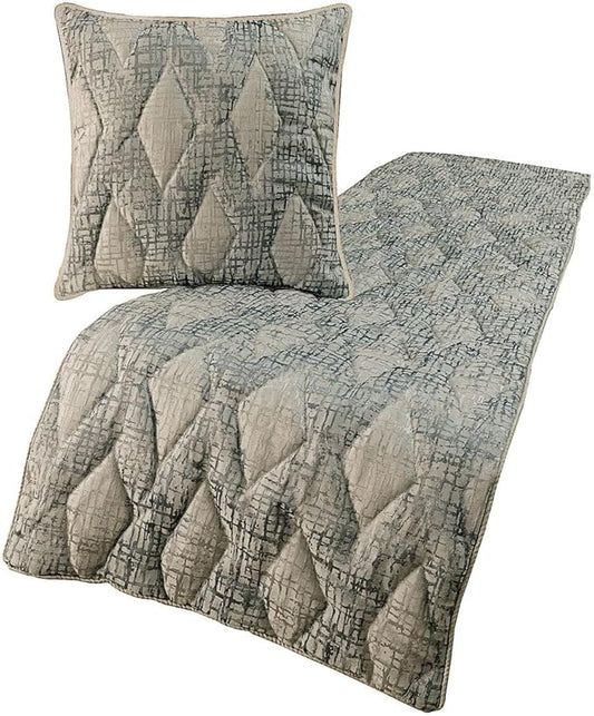 The HomeCentric King Queen Twin Grey Decorative Full 68"x18" Bed Runner Without Pillow Cover, Quilted Bed Scarf on Jacquard Fabric - Graphitti Grey