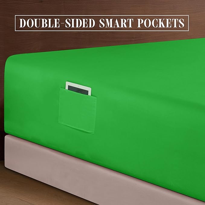Elegant Comfort Luxurious 1500 Premium Hotel Quality Microfiber 4-Piece Sheet Set, 18-24 Inches Deep - Extra Deep Pocket Sheets - Ultra Soft 4PC Deep Pocket Sheets, Full, Emerald Green