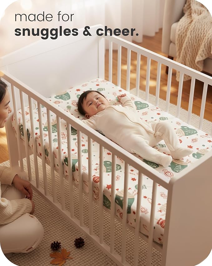 Pack and Play Sheets Fitted 2 Pack, 38x26 Graco Pack n Play Sheets for Playard & Travel Crib Mattress, Ultra Soft Jersey Knit, Breathable Stretchy Deep Pocket, Compatible with Mini Cribs