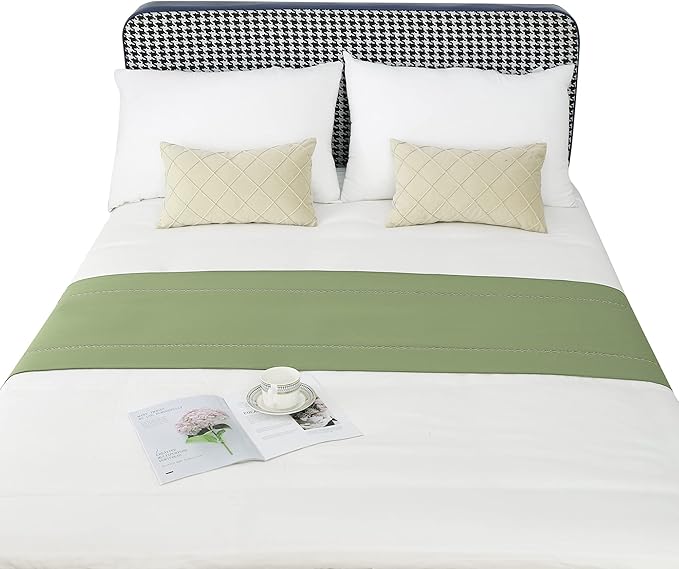 Bed Runner 260 x 50 cm, King Size, Green Bedding Scarves, Hotel Wedding Room Decorations