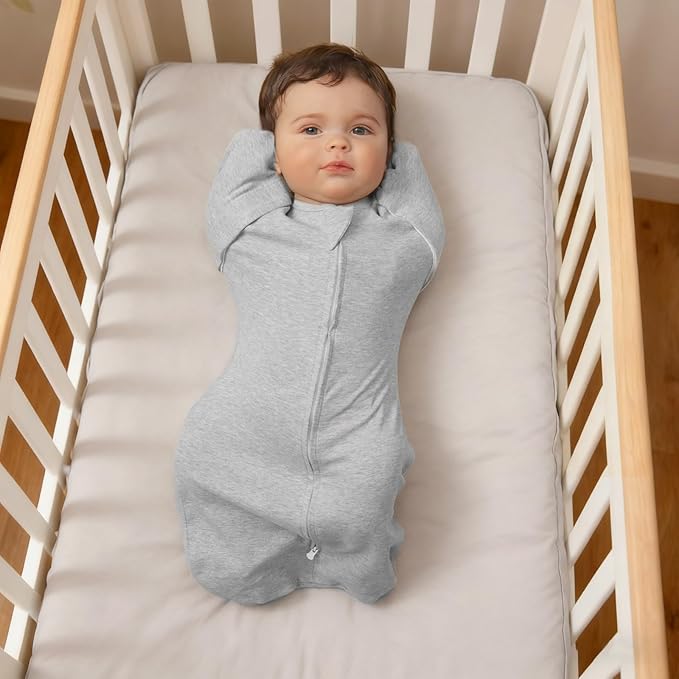 MEXXI Swaddle Baby Sleep Sack With Arms Up, 2 Pack Baby Transitional Swaddle with Double Zipper,0.5 TOG
