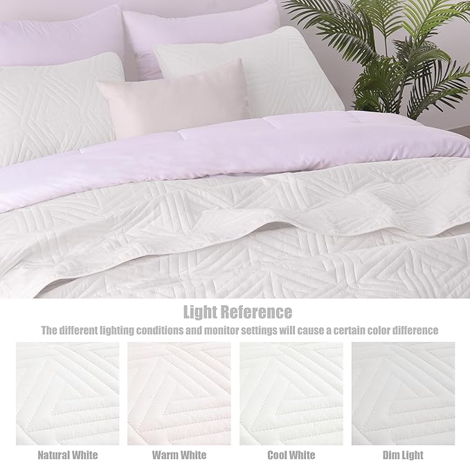 Whale Flotilla Soft Twin Size Quilt Set for All Seasons, 2-Piece Ultrasonic Geometric Quilts Bedding Set, Lightweight Reversible Bedspread, Coverlet, Bed Cover with Pillow Sham, White