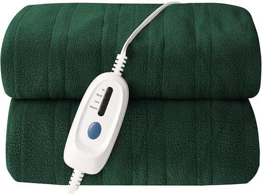 Electric Heated Blanket Full Size 72"x84" Microplush Cover Blanket 4 Heat Settings & 10 Hours Auto Off, Cozy & Breathable, Warm All Night, Grass Green