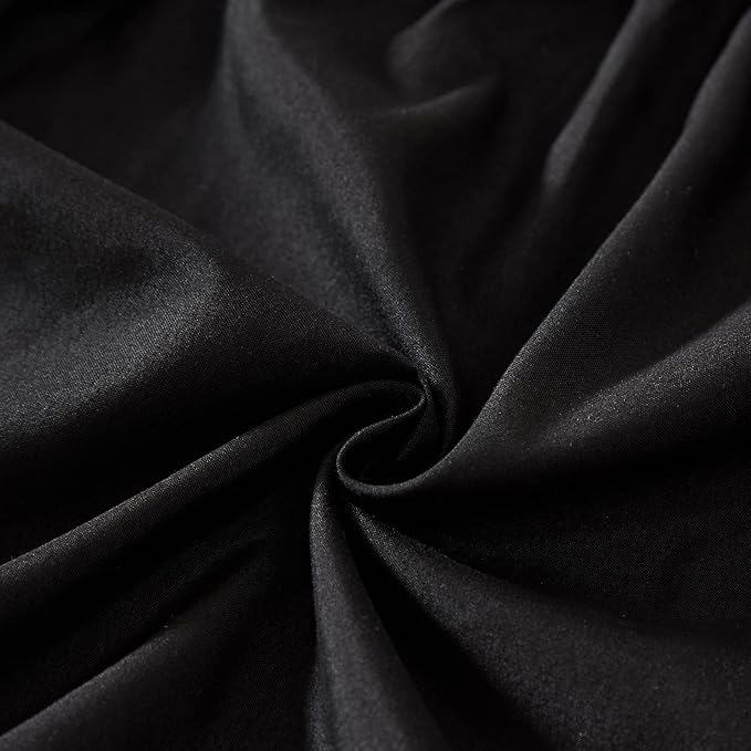 MEILA Wrap Around Bed Skirt Three Fabric Sides Elastic Dust Ruffled 24 Inch Tailored Drop,Easy to Install Fade Resistant-Black, Twin/Full
