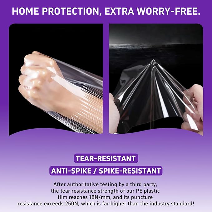 Gooo&Ma 6Mil Thicken Mattress Bag for Moving, Waterproof Zippered Mattress Cover for Storage, Reusable Plastic Encasement, Tear Proof Dust Proof Protection（Full、Purple）